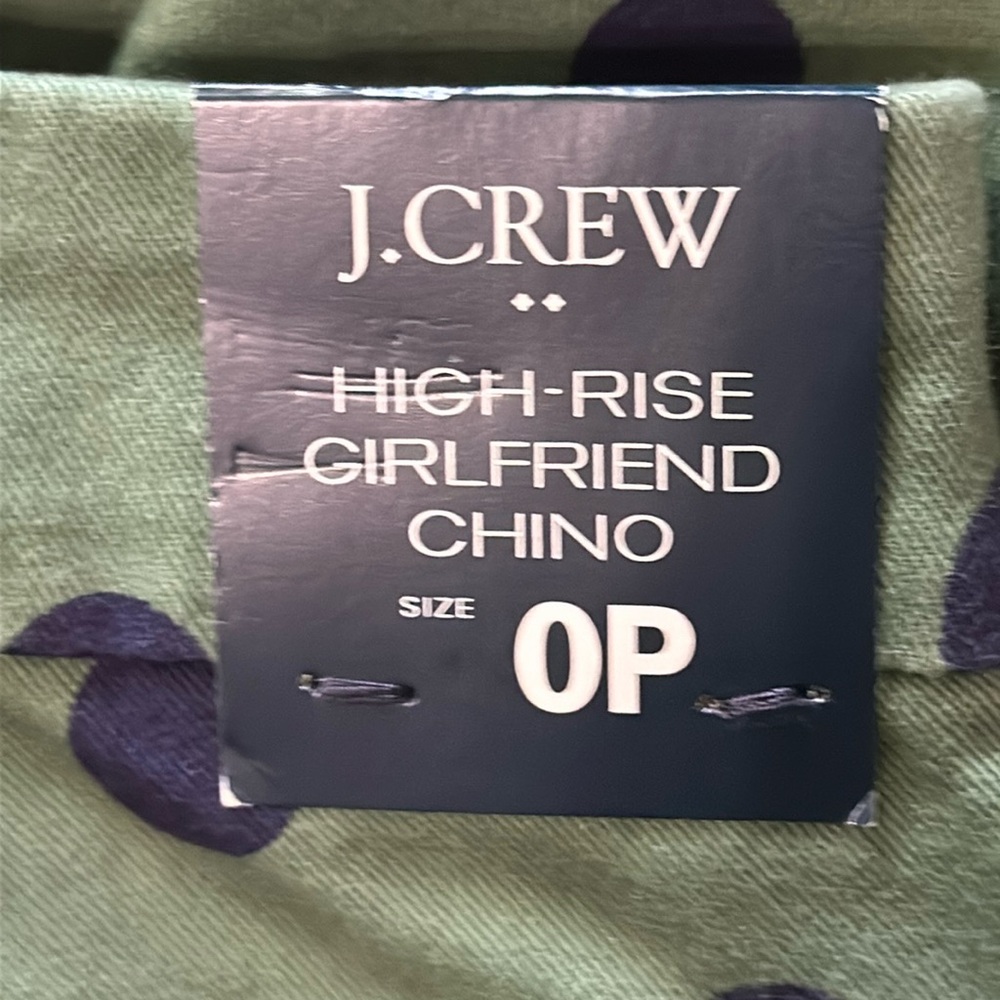 J.Crew High-Rise Girlfriend Chino in Gatlin Green Polka Dot - Picture 5 of 6
